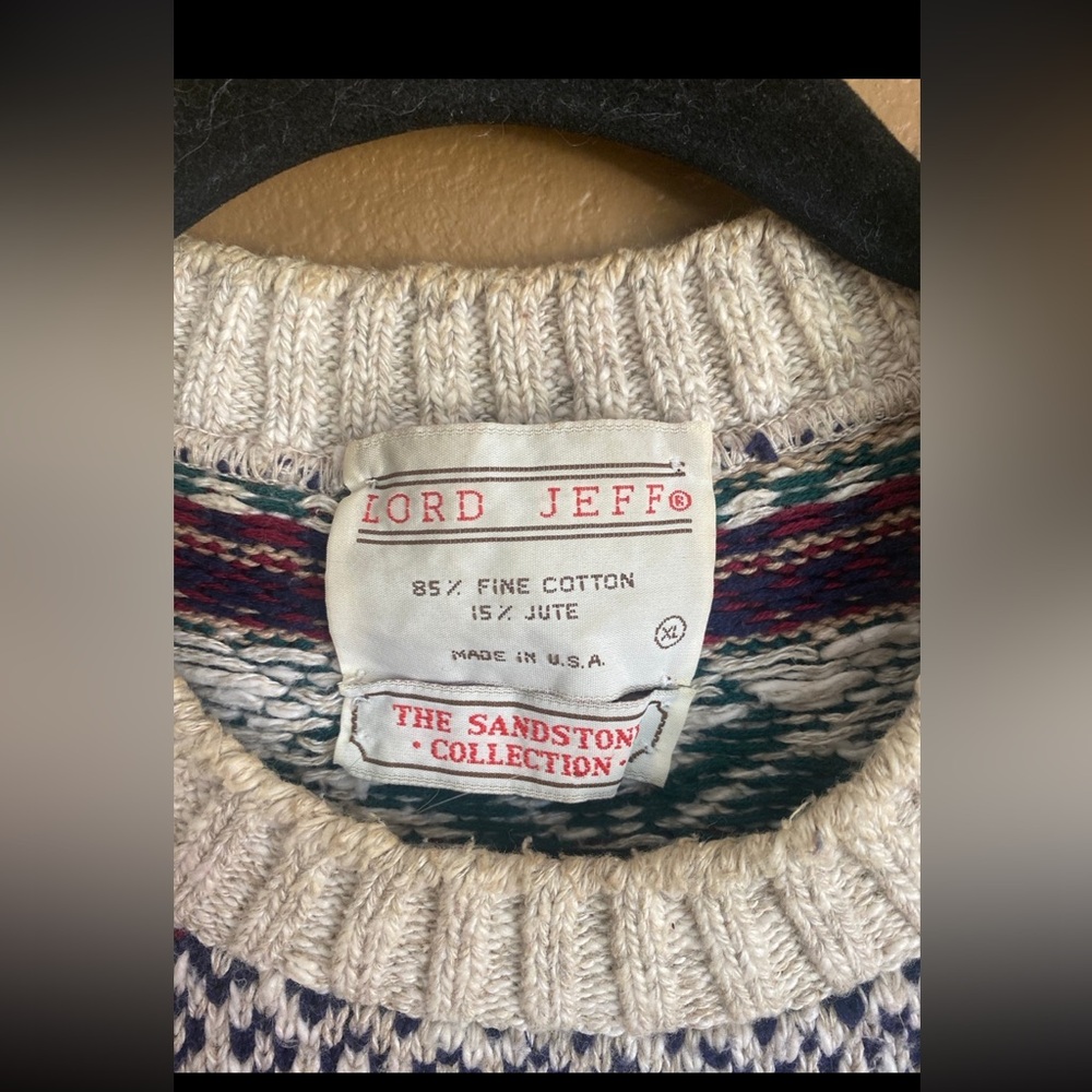 Men’s Vintage Lord Jeff Sweater Size XL | The Sandstone Collection | Cotton/Jute - Picture 2 of 8